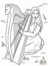 David Playing Harp Page Coloring Pages sketch template