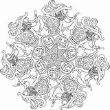 Witchs And Pumpkins With Skulls In Halloween Mandala coloring Page  sketch template