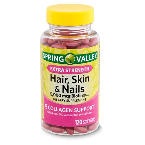 Spring Valley Extra Strength Biotin Hair, Skin & Nails Dietary Supplement, 5,000 mcg, 120 count ...