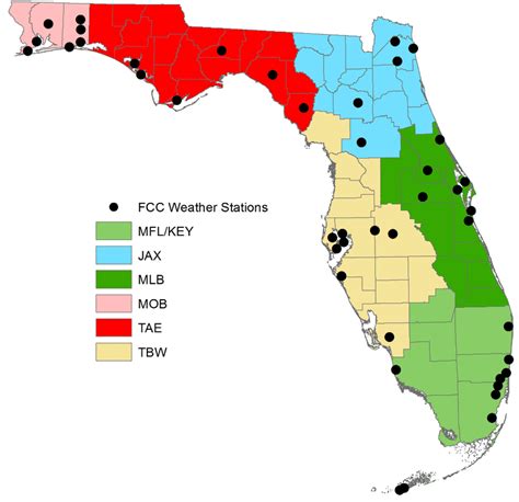 National Weather Service regions and locations of Florida Climate... | Download Scientific Diagram