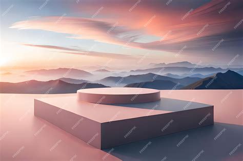 Premium AI Image | A painting of a mountain landscape with a pink sunset and mountains in the ...