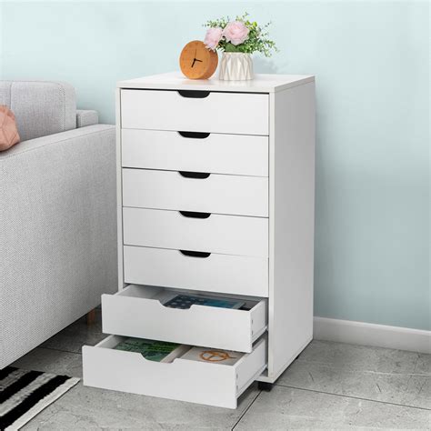 Hassch 7-Drawers Wooden File Storage Cabinet with Wheels for Home Office, White - Walmart.com