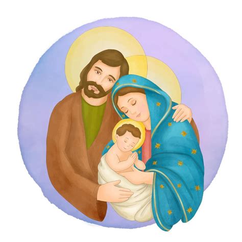 ilustración de la natividad de navidad con maría y josé abrazando al niño jesús 4609709 Vector ...