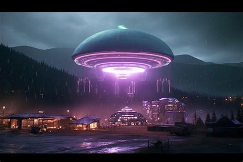 Premium AI Image | Futuristic UFO flying saucer