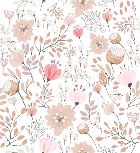 a floral pattern with pink flowers and leaves on a white background in ...