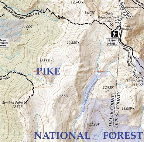 Pikes Peak and Colorado Springs Topographic Hiking Map - Outdoor Trail Maps