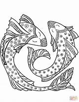 Zodiac Coloring Pages Printable Pisces sketch template