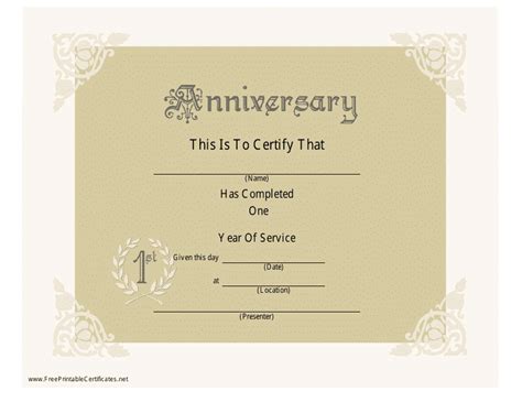 1 Year Anniversary Certificate Template Download Printable PDF ...