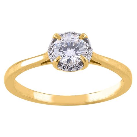 TJD 0.50 Carat Round Diamond 18 Karat Yellow Gold Engagement Anniversary Ring For Sale at 1stDibs