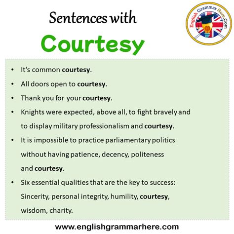 Sentences with Courtesy, Courtesy in a Sentence in English, Sentences ...