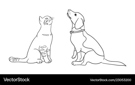 Cat and dog line art 08 Royalty Free Vector Image