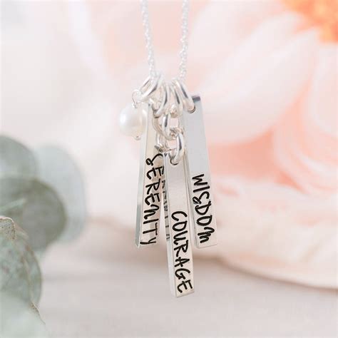 Sterling Silver Serenity Prayer Bar Necklace | Serenity Courage Wisdom ...