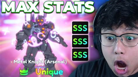 UNIQUE METAL KNIGHT (ARSENAL) SSS MAX STATS SHOWCASE - Anime Adventures - YouTube