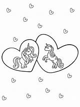Unicorn Valentines Coloring Page sketch template