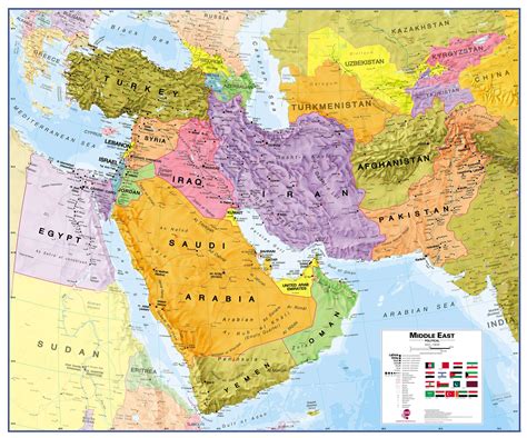 Middle East Political Map | Wall Map