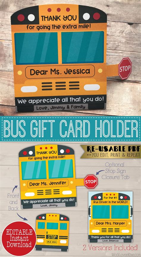the bus gift card holder is designed to look like a school bus