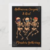 Funny Dancing skeleton spooky Halloween party dark Invitation | Zazzle