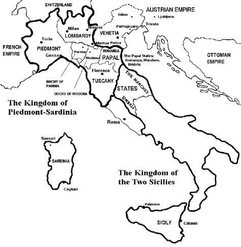 talian States on the Eve of Unification (1861). | Download Scientific ...