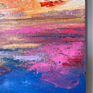 Pink Sky Oil Painting Sky Original Painting Sky Wall Art Seascape ...