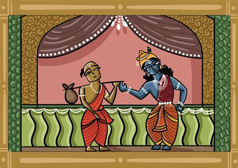 Krishna & Sudama Friendship (Bengal Pattachitra) :: Behance