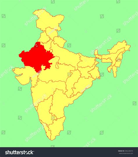 Rajasthan State India Vector Map Silhouette Stock Vector (Royalty Free ...