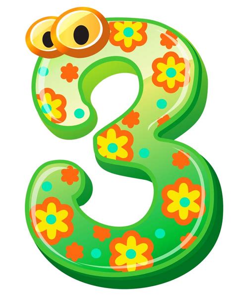 Cute Number Three PNG Clipart Image | Алфавит, Детские постеры, Шаблоны печати