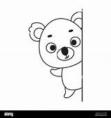 Coloring Page Cute Little Koala Peeking around corner Book  sketch template