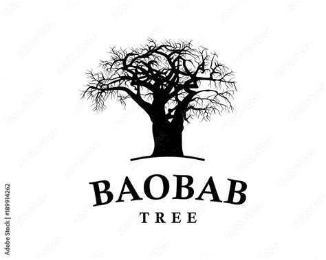 Line Art Baobab Tree Illustration Vintage Logo Vector Stock Vector ...