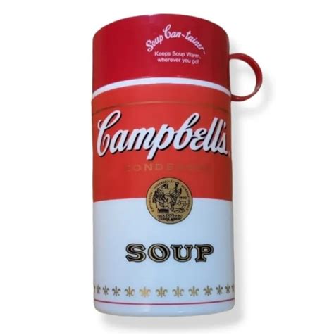 CAMPBELL'S SOUP THERMOS Mug Cup Soup-Can-Tainer Red White Plastic 11.5 ...