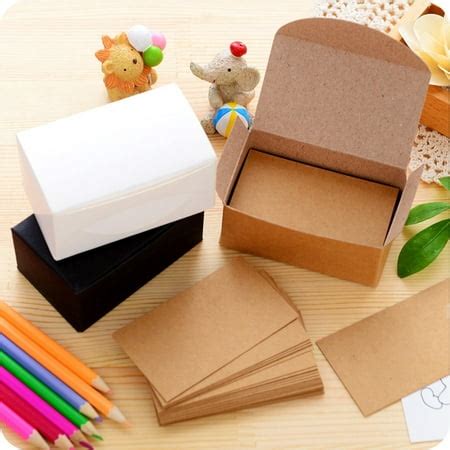 100pcs Double-sided Blank Kraft Paper Business Cards Word Card Message Card DIY Gift Card Kraft ...