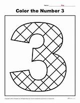 Color The Number 3  Preschool Worksheet For Kindergarten sketch template