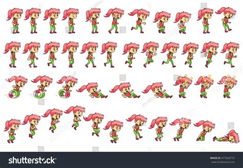 Frisky Girl Game Sprites Suitable Side: Vector có sẵn (miễn phí bản quyền) 477429772 | Shutterstock