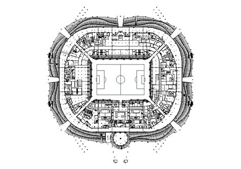 Four level sports stadium architecture layout plan details dwg file - Cadbull