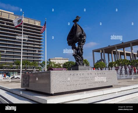 Peace Monument, peace on earth sculpture, Music Center Plaza, Los Angeles, California, USA Stock ...