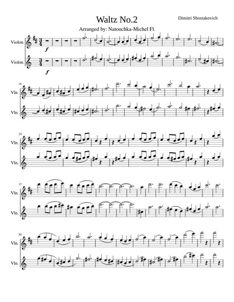 Waltz no.2 Shostakovich 2 violins (B) Sheet music for Violin | Download free in PDF or MIDI ...