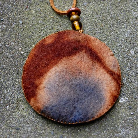 Felt pendant necklace 'Moss' back | Felt embroidered pendant… | Flickr