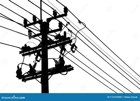 Silhouette Electric Pole or Electricity Post Stock Photo - Image of street, power: 115742900