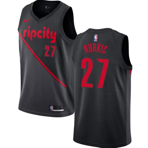 Blazers #27 Jusuf Nurkic Black Basketball Swingman City Edition 2018-19 ...