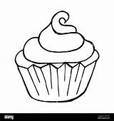 Linear Icon Of cupcake muffin In Hand draw Style Vector Illustration  sketch template