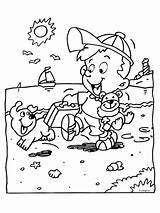 Kleurplaat Kind Met Hond Op Strand  Kleurplatennl sketch template