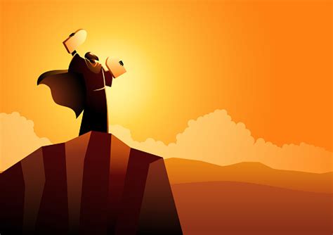 Moses And Ten Commandments Stock Illustration - Download Image Now - iStock