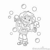 Girl Blowing Bubbles Familycornercom Sketch Coloring Page sketch template