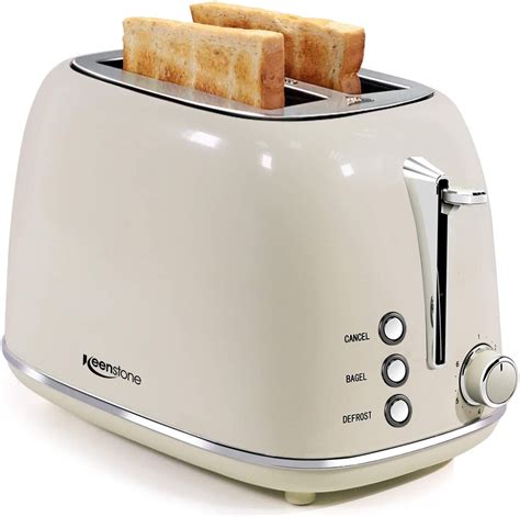 Toasters 2 Slice Retro Stainless Steel Toasters with Bagel, Cancel, Defrost Function and 6 Bread ...