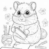 Premium AI Image  Whisker Wisdom Coloring Pages Of A Hamster Teacher sketch template
