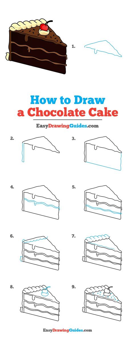 How to Draw a Chocolate Cake - Really Easy Drawing Tutorial | Cake ...