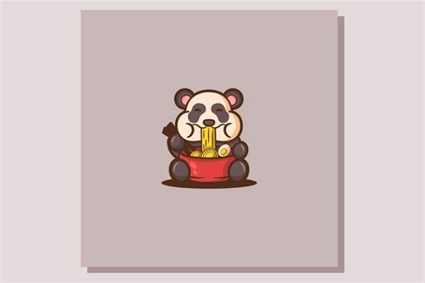 Cute Panda Eating Noodle Graphic by YuanDesign · Creative Fabrica