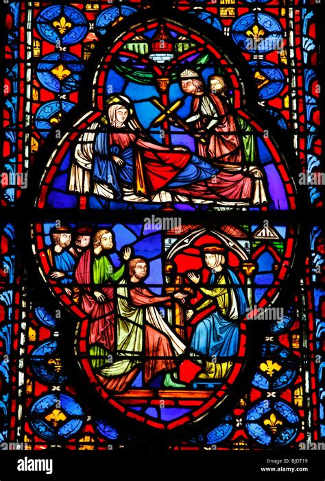 13th century Stained Glass Windows Detail, Sainte-Chapelle, Paris, France Stock Photo - Alamy