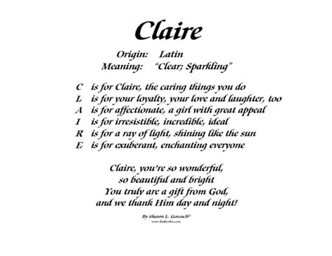 Meaning of Claire - LindseyBoo