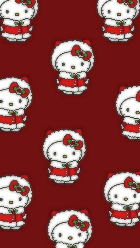 the hello kitty wallpaper is red and white