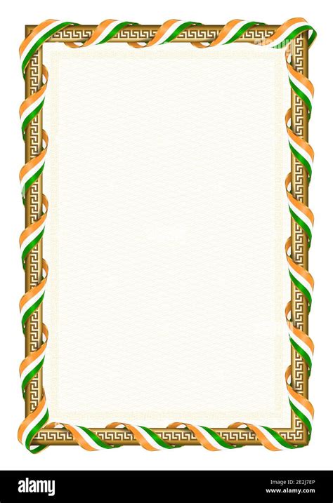 Vertical frame and border with India flag, template elements for your certificate and diploma ...